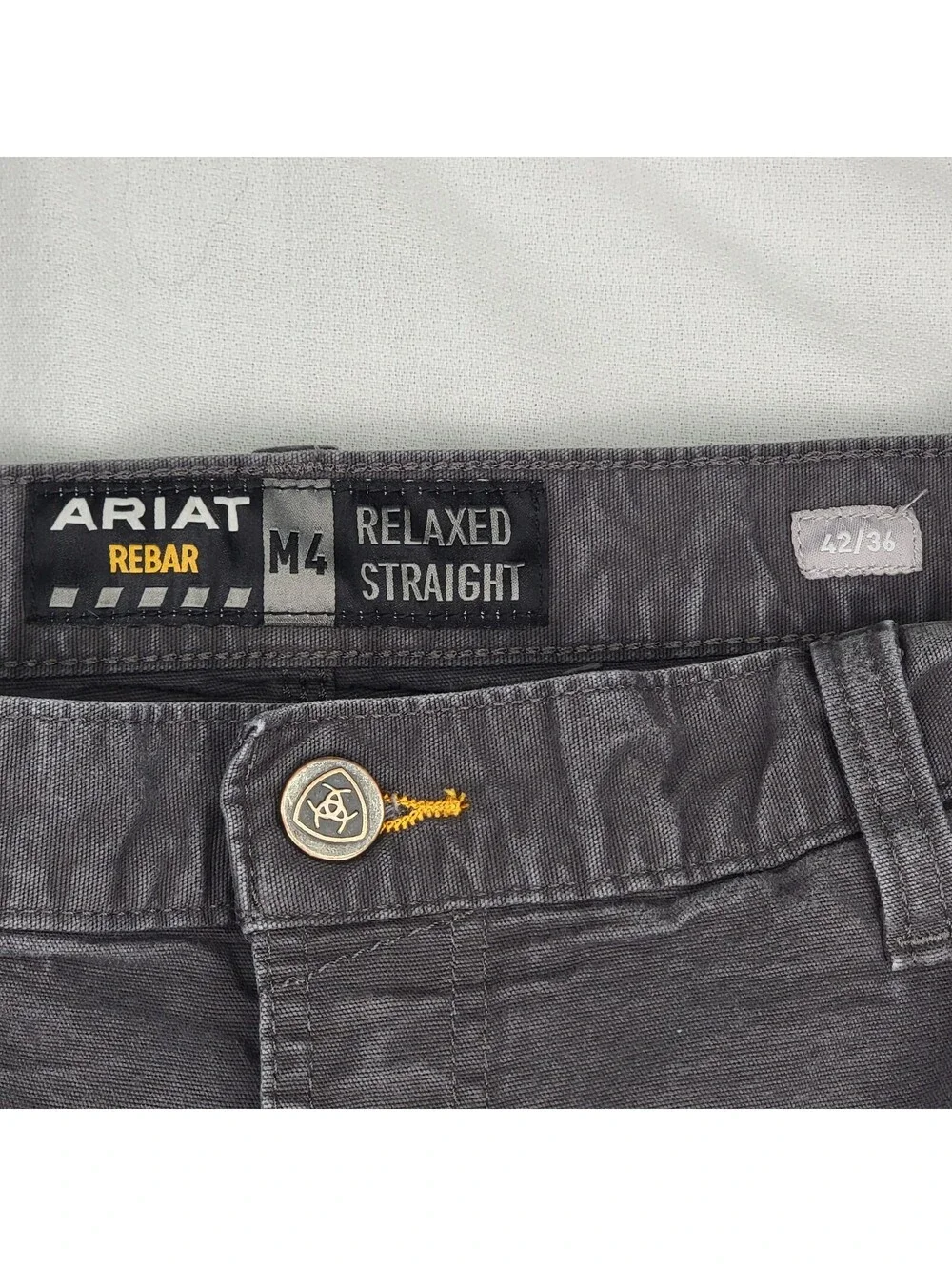 Ariat Rebar M4 Pants Mens 42x36 Gray Made Tough Relaxed Straight Work Cargo